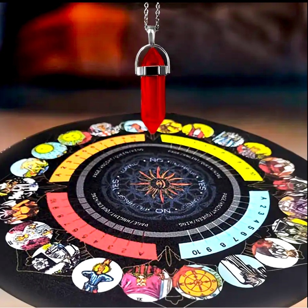 Red Crystal Pendulum & Divination Board: Mystical Guidance Set